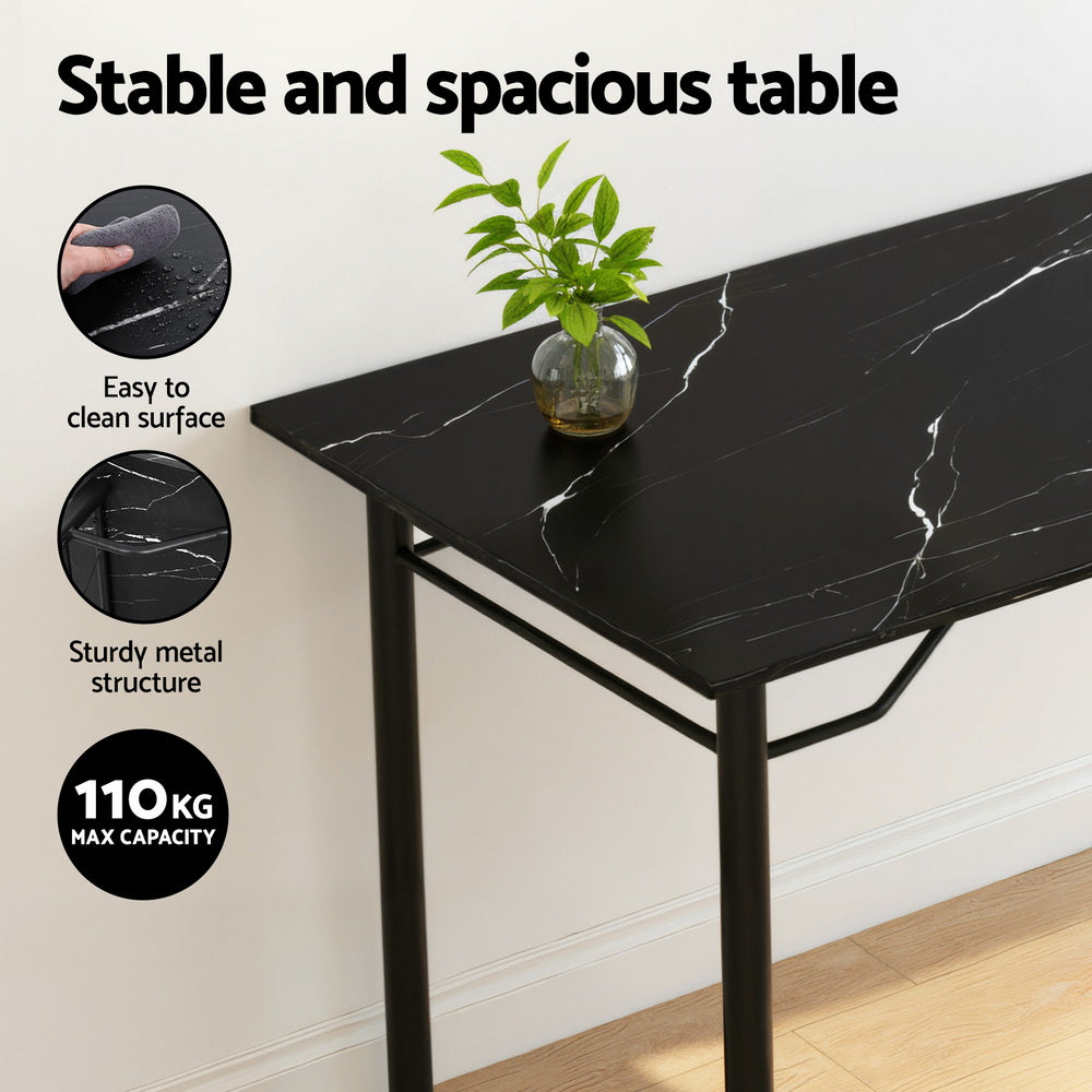 Artiss Dining Table and Chairs Set of 5 Compact Kitchen Furniture Marble Black - Image 5