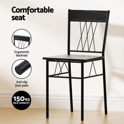Artiss Dining Table and Chairs Set of 5 Compact Kitchen Furniture Marble Black - Image 6