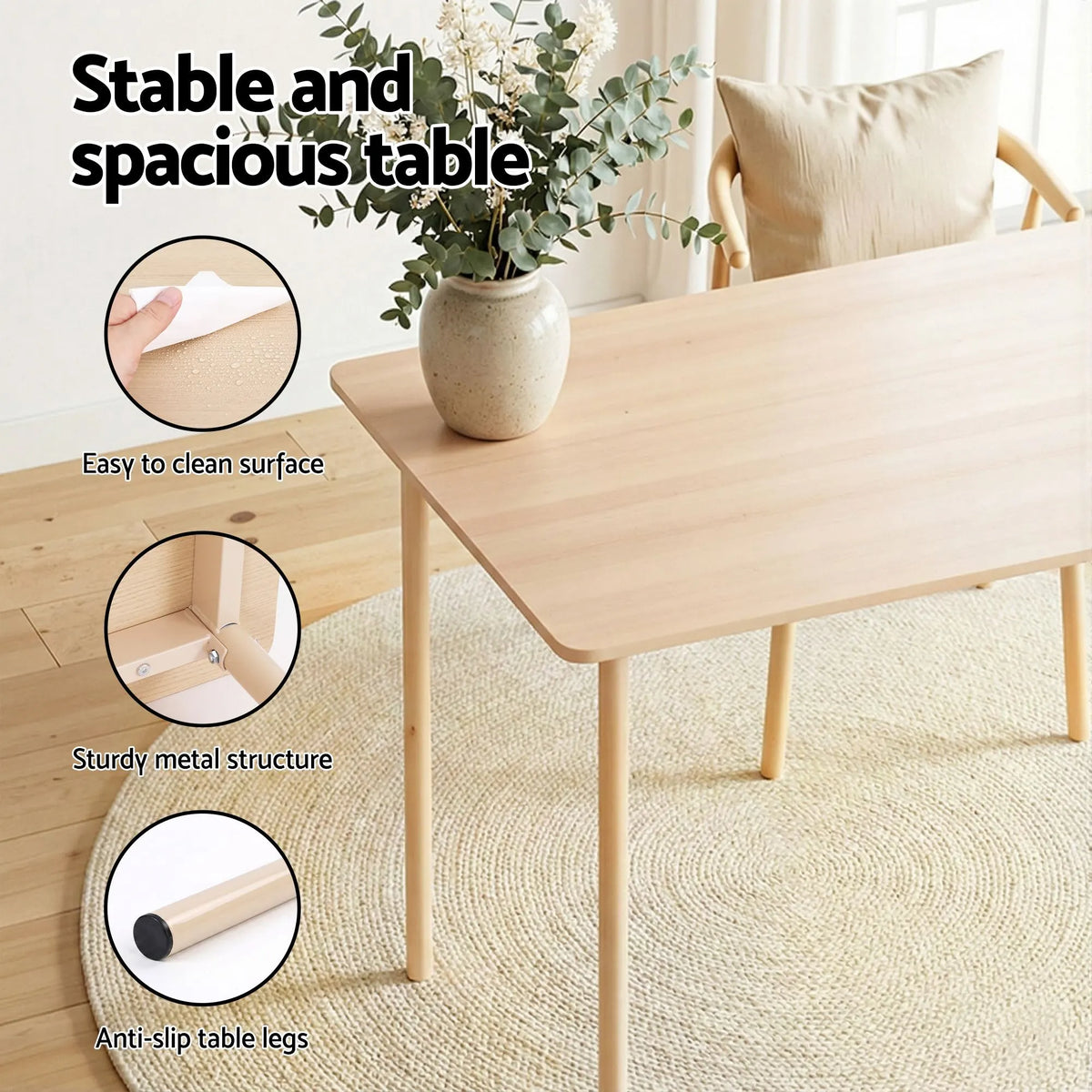 Artiss Dining Table and Chairs Set of 5 Compact Kitchen Furniture Natural Light Green - Image 7
