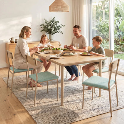 Artiss Dining Table and Chairs Set of 5 Compact Kitchen Furniture Natural Light Green - Image 9
