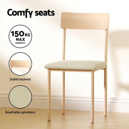 Artiss Dining Table and Chairs Set of 5 Compact Kitchen Furniture Natural Beige - Image 7