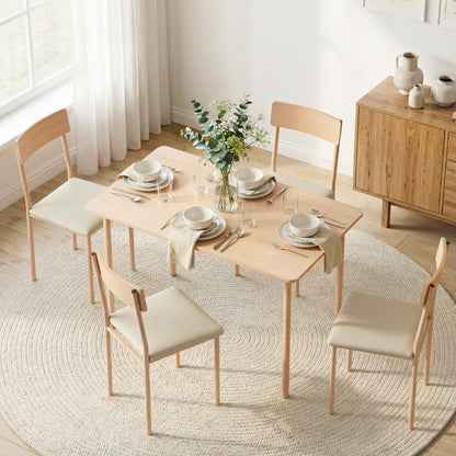 Artiss Dining Table and Chairs Set of 5 Compact Kitchen Furniture Natural Beige - Image 9
