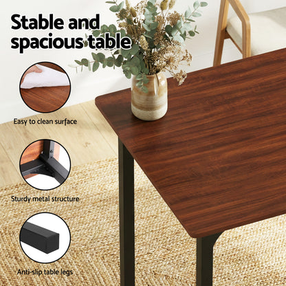 Artiss Dining Table and Chairs Set of 4 Storage Bench Kitchen Furniture Walnut - Image 6