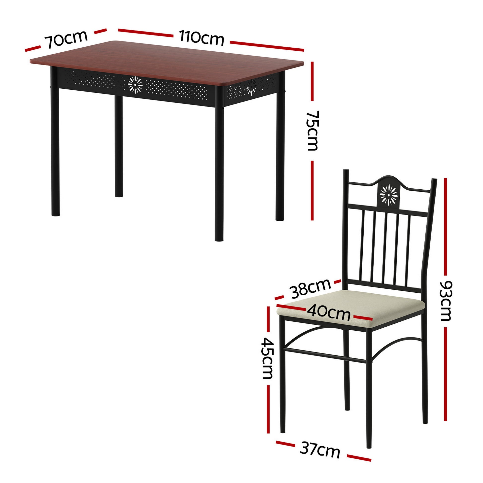 Artiss Dining Table and Chairs Set of 5 Compact Kitchen Furniture Upholstered - Image 2