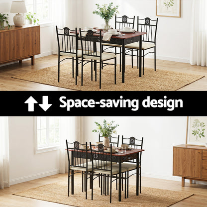Artiss Dining Table and Chairs Set of 5 Compact Kitchen Furniture Upholstered - Image 5