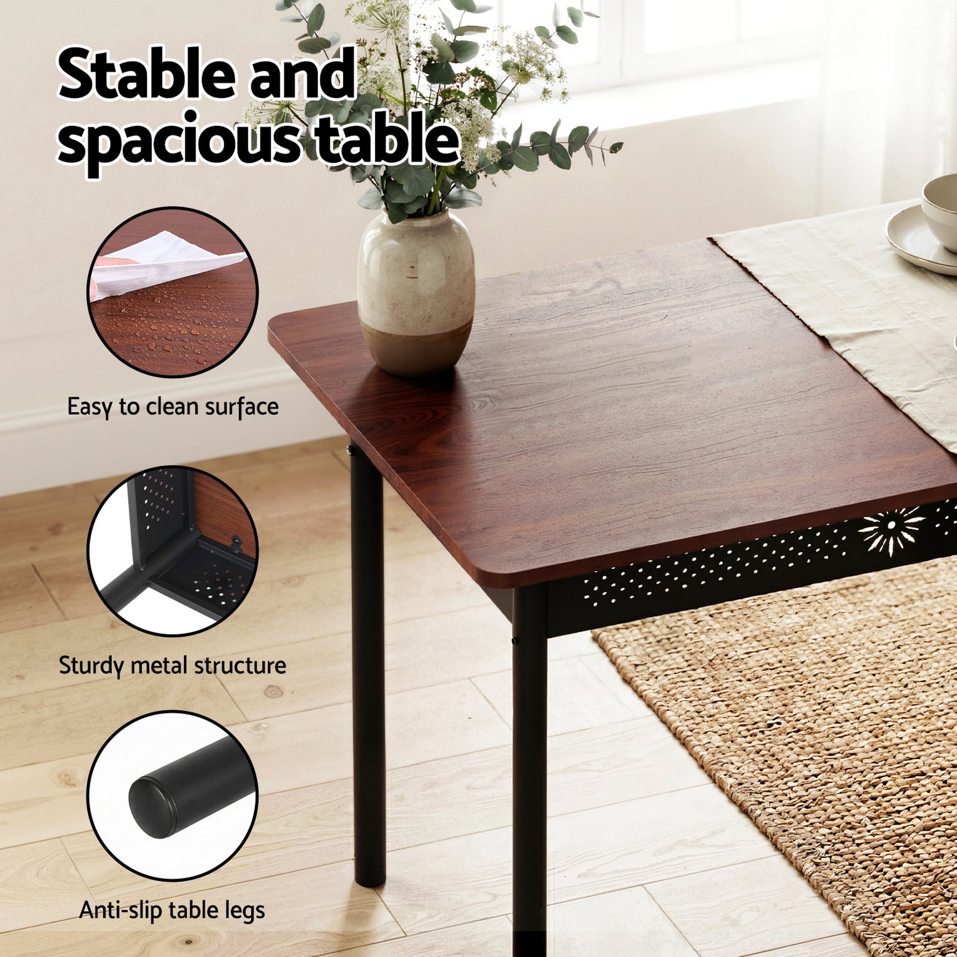 Artiss Dining Table and Chairs Set of 5 Compact Kitchen Furniture Upholstered - Image 6