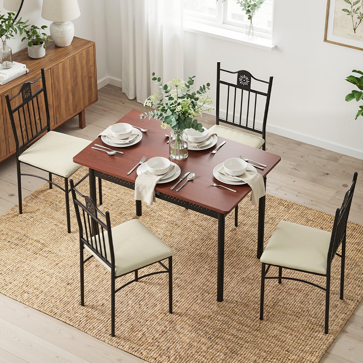 Artiss Dining Table and Chairs Set of 5 Compact Kitchen Furniture Upholstered - Image 8