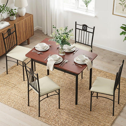 Artiss Dining Table and Chairs Set of 5 Compact Kitchen Furniture Upholstered - Image 8