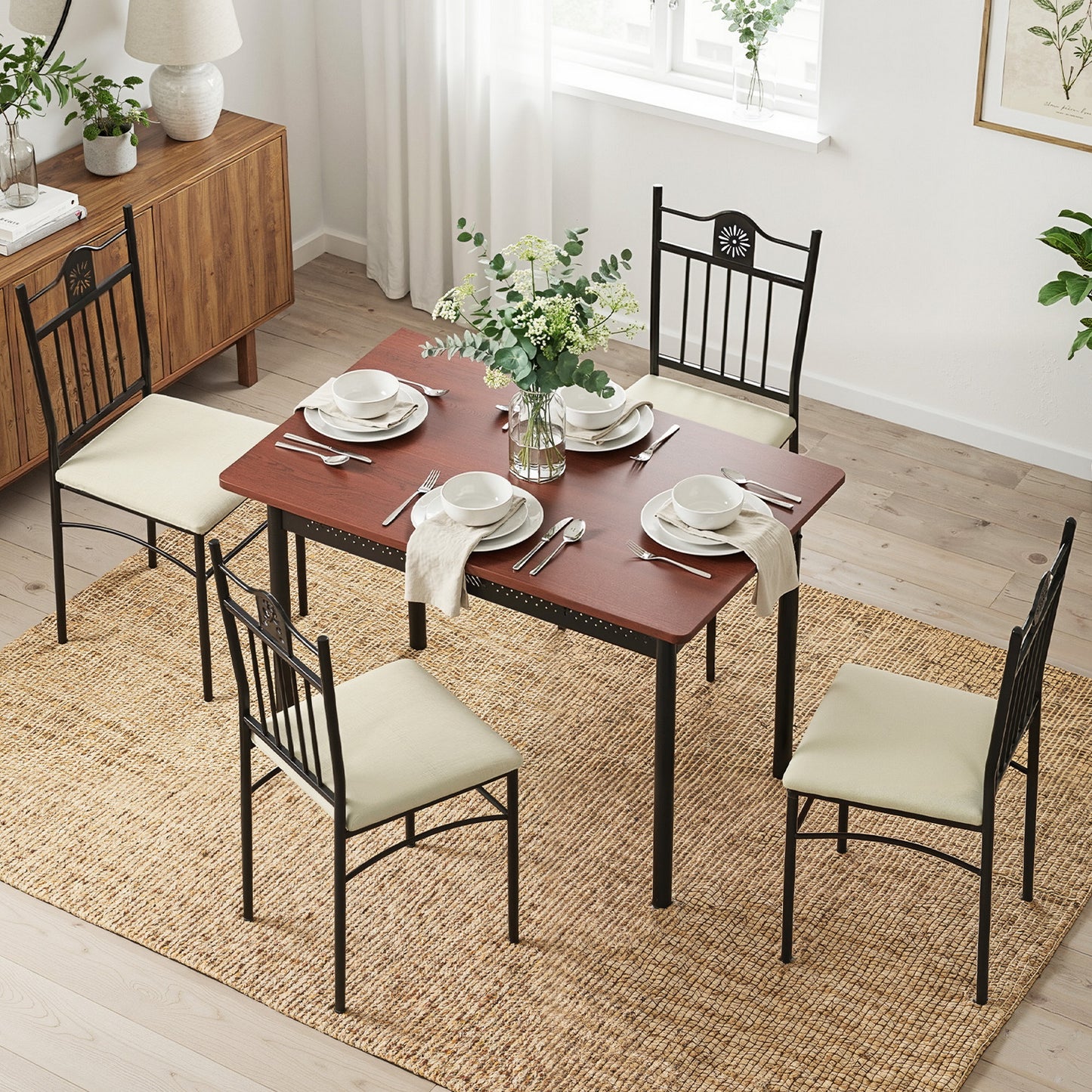 Artiss Dining Table and Chairs Set of 5 Compact Kitchen Furniture Upholstered - Image 9