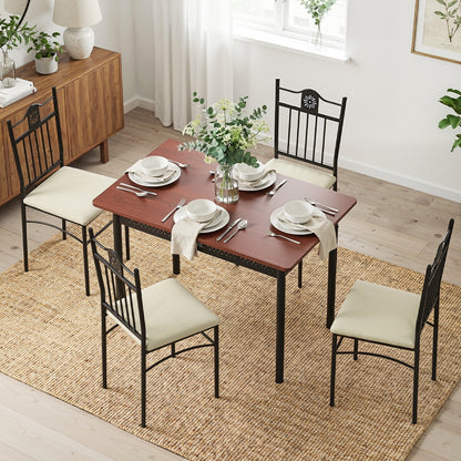 Artiss Dining Table and Chairs Set of 5 Compact Kitchen Furniture Upholstered - Image 9