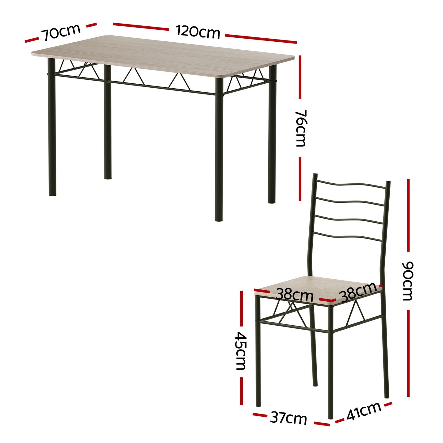 Artiss Dining Table and Chairs Set of 5 Compact Kitchen Furniture Modern Oak - Image 2