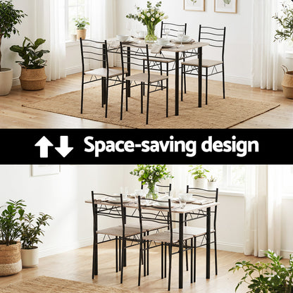 Artiss Dining Table and Chairs Set of 5 Compact Kitchen Furniture Modern Oak - Image 5
