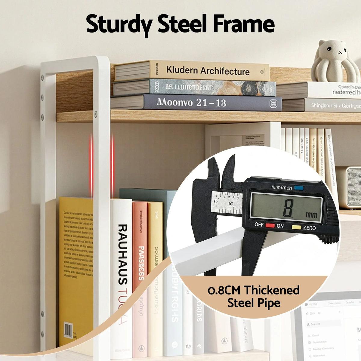 Artist Desk Organizer 2-Tier Desk Shelf 24cm Depth for Unblocked Monitor View Asymmetrical Desk Hutch Dorm for WFH & Gaming Heavy-Duty - Image 4