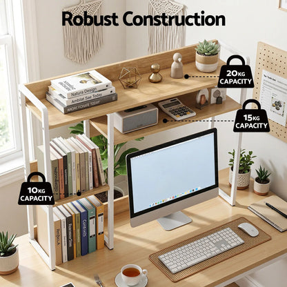 Artist Desk Organizer 2-Tier Desk Shelf 24cm Depth for Unblocked Monitor View Asymmetrical Desk Hutch Dorm for WFH & Gaming Heavy-Duty - Image 6