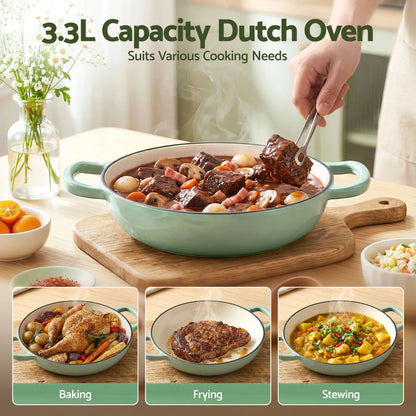 5-Star Chef 3.3L Enameled Cast Iron Dutch Oven Pot with Lid for Sourdough Bread Baking - Image 4