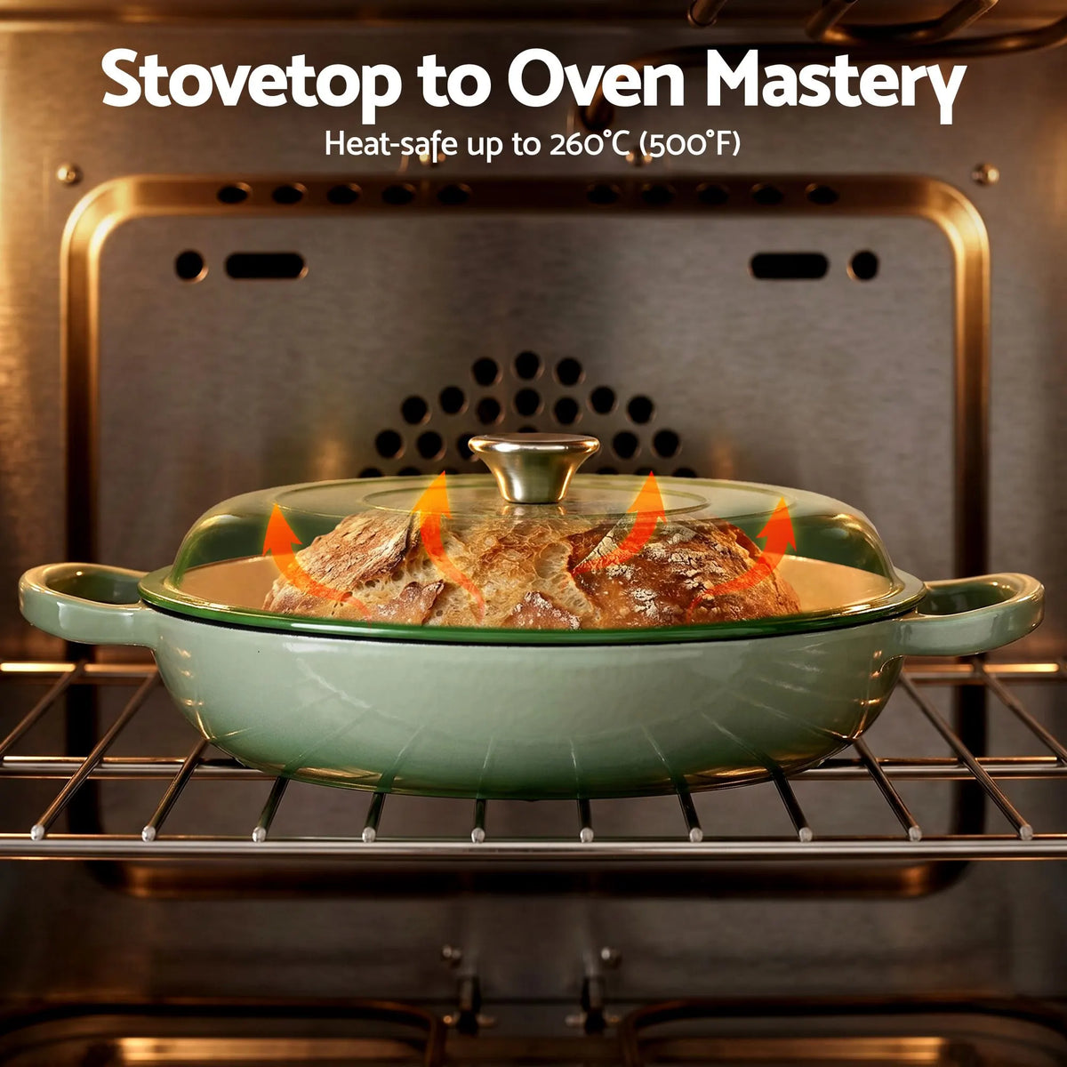 5-Star Chef 3.3L Enameled Cast Iron Dutch Oven Pot with Lid for Sourdough Bread Baking - Image 6