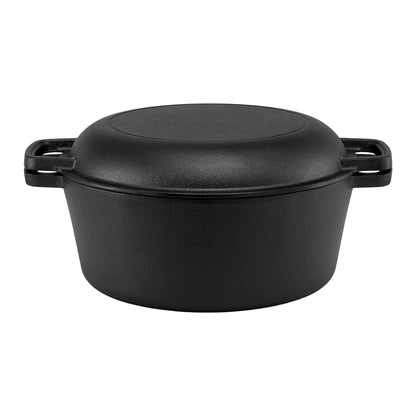 5-Star Chef 5L 2-In-1 Pre-Seasoned Cast Iron Dutch Oven Pot with Lid and Dual Handles for Sourdough Bread Baking - Image 3