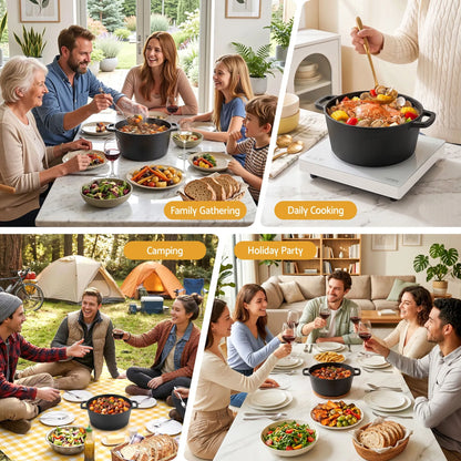 5-Star Chef 5L 2-In-1 Pre-Seasoned Cast Iron Dutch Oven Pot with Lid and Dual Handles for Sourdough Bread Baking - Image 9