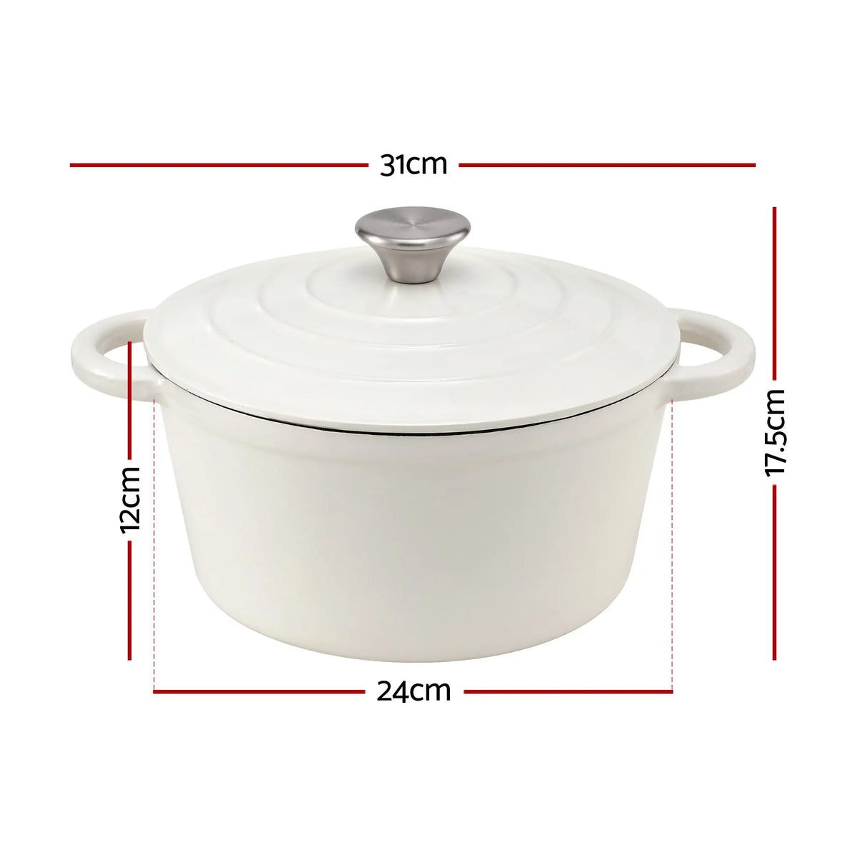 5-Star Chef 3.8L Enameled Cast Iron Dutch Oven Pot with Lid for Sourdough Bread Baking - Image 2
