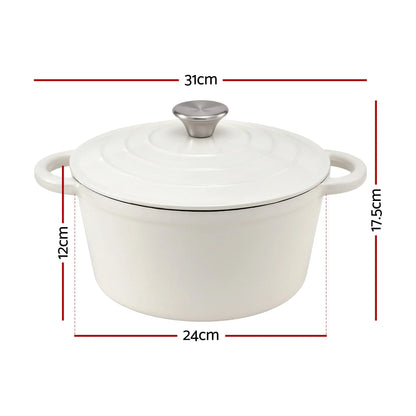 5-Star Chef 3.8L Enameled Cast Iron Dutch Oven Pot with Lid for Sourdough Bread Baking - Image 2