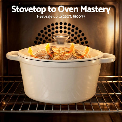 5-Star Chef 3.8L Enameled Cast Iron Dutch Oven Pot with Lid for Sourdough Bread Baking - Image 6