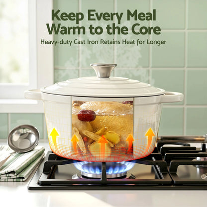 5-Star Chef 3.8L Enameled Cast Iron Dutch Oven Pot with Lid for Sourdough Bread Baking - Image 7