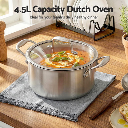 5-Star Chef 4.5L 24cm Stainless Steel Dutch Oven Pot with Lid and Stay-Cool Handle - Image 4