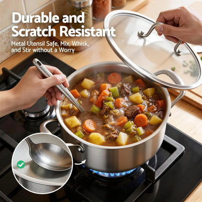 5-Star Chef 4.5L 24cm Stainless Steel Dutch Oven Pot with Lid and Stay-Cool Handle - Image 6