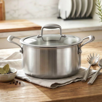 5-Star Chef 4.5L 24cm Stainless Steel Dutch Oven Pot with Lid and Stay-Cool Handle - Image 9