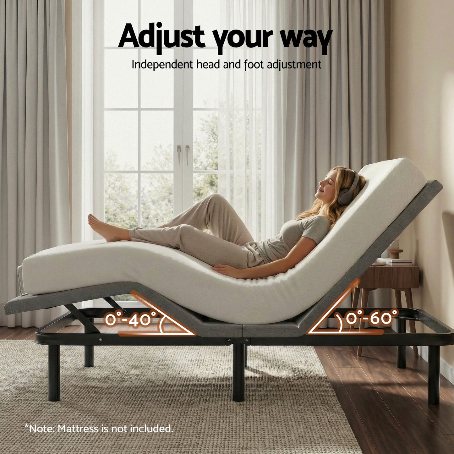 Artiss Adjustable Bed Frame Double Size Electric Bed Base Wireless Remote Control Zero Gravity Power Bed Foundation - Image 5