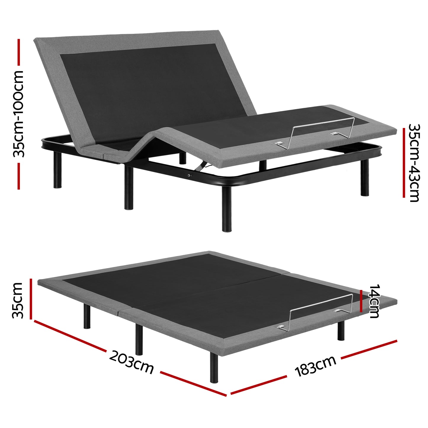 Artiss Adjustable Bed Frame King Size Electric Bed Base Wireless Remote Control Zero Gravity Power Bed Foundation - Image 3