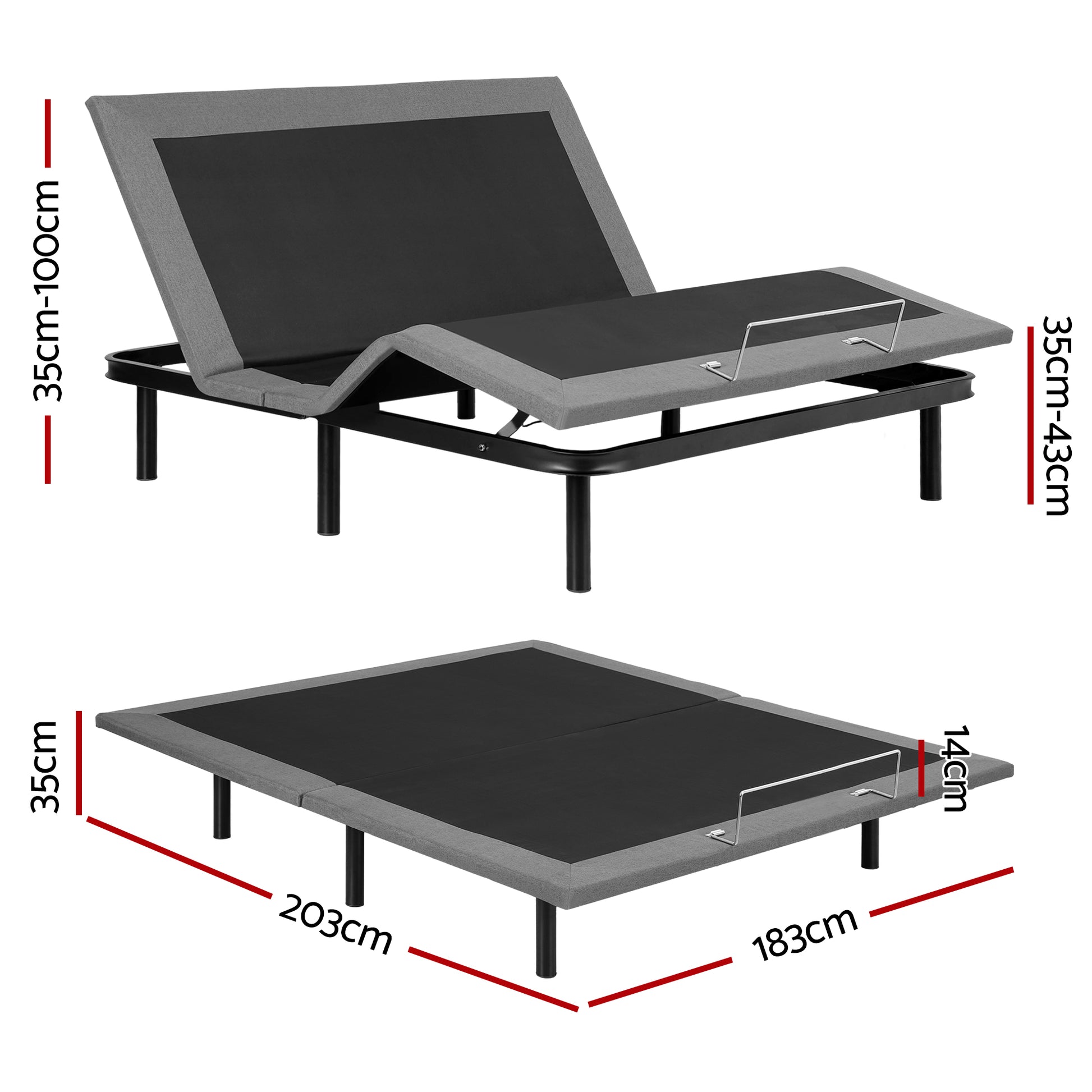 Artiss Adjustable Bed Frame King Size Electric Bed Base Wireless Remote Control Zero Gravity Power Bed Foundation - Image 3