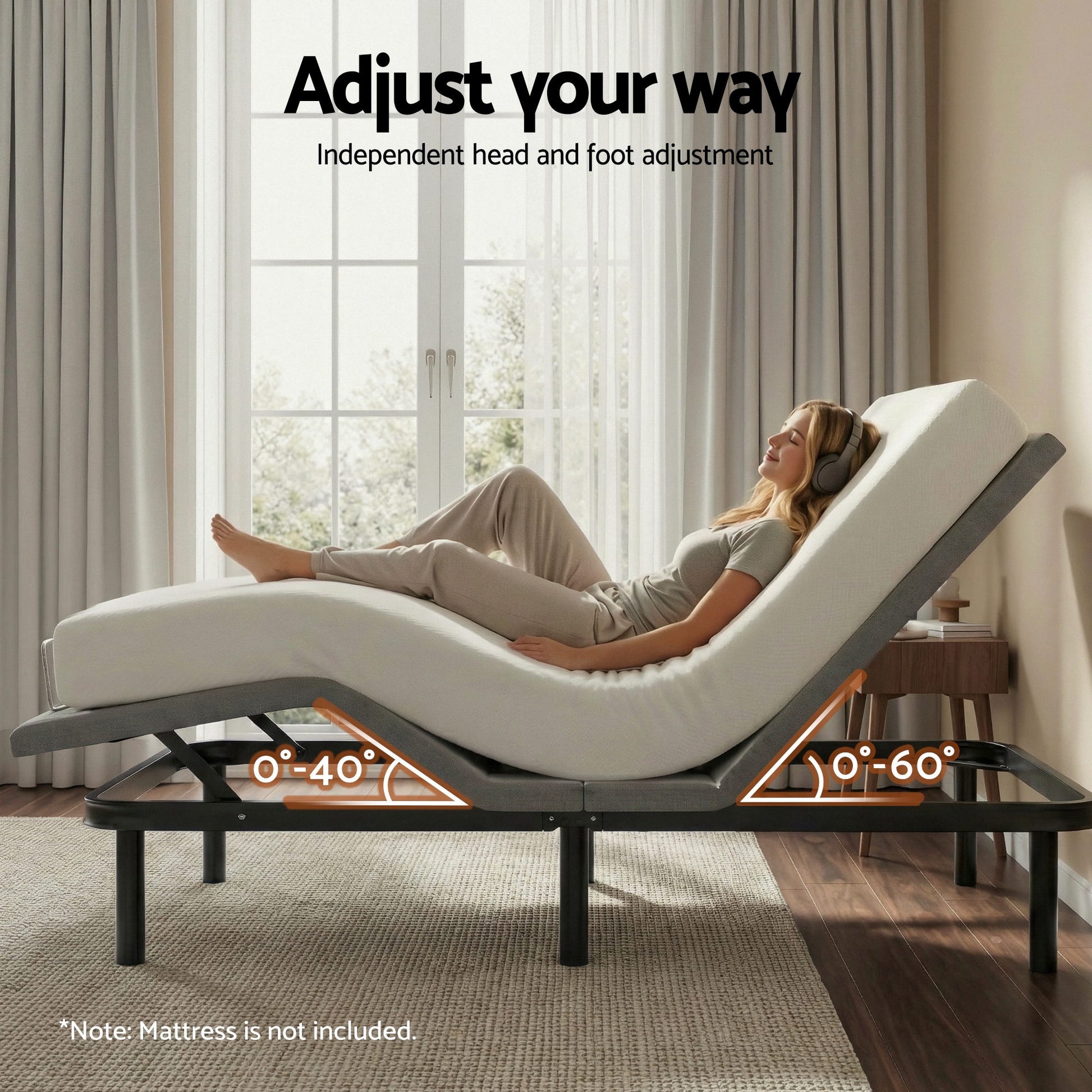Artiss Adjustable Bed Frame King Size Electric Bed Base Wireless Remote Control Zero Gravity Power Bed Foundation - Image 5