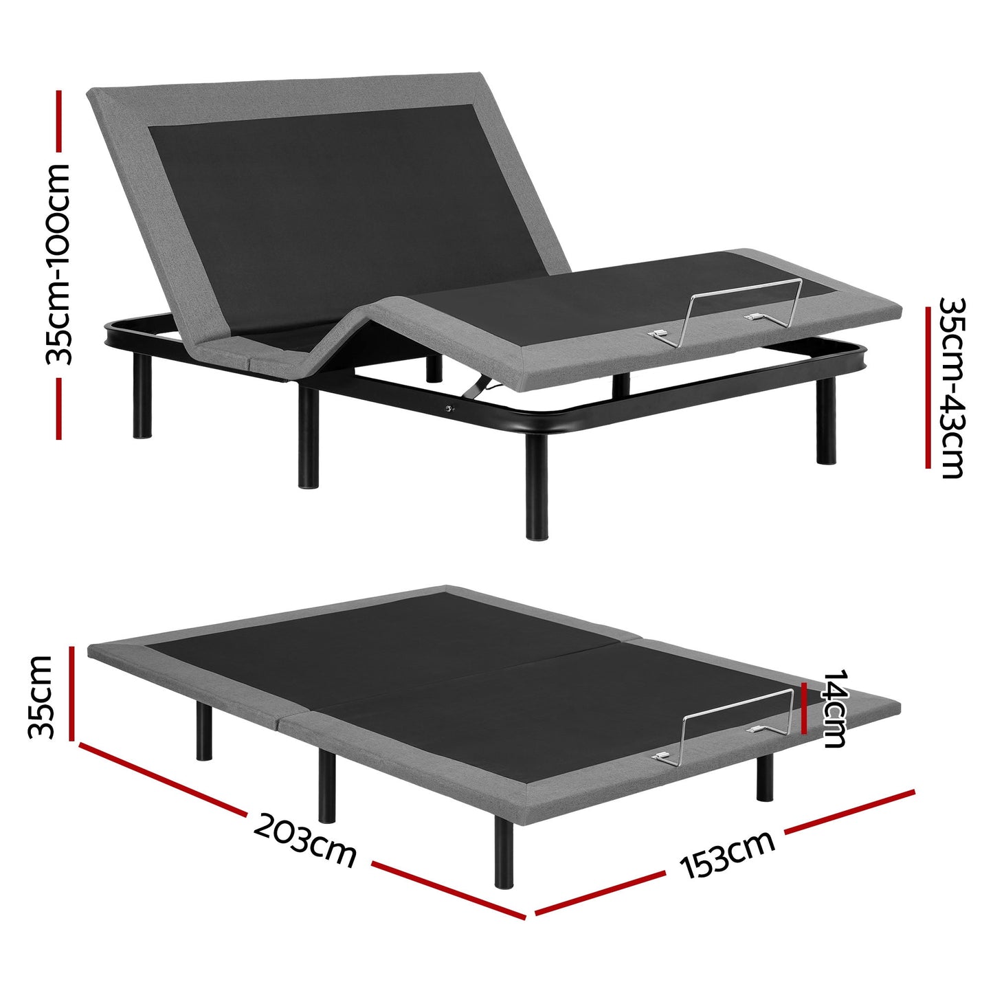 Artiss Adjustable Bed Frame Queen Size Electric Bed Base Wireless Remote Control Zero Gravity Power Bed Foundation - Image 3