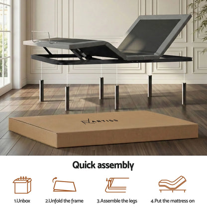 Artiss Double size bed frame with Giselle Bedding Double Mattress, adjustable bed Base Combo for Snoring Relief, Independent Head Foot Incline, Wireless Remote, Black,18cm Thickness - Image 9