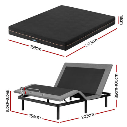 Artiss Queen size bed frame with Giselle Bedding Queen Mattress, adjustable bed Base Combo for Snoring Relief, Independent Head Foot Incline, Wireless Remote, Black,18cm Thickness - Image 3