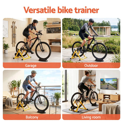 Everfit Bike Trainer Stand Indoor Riding Bicycle 6 Level Cycling Home Gym Yellow - Image 8