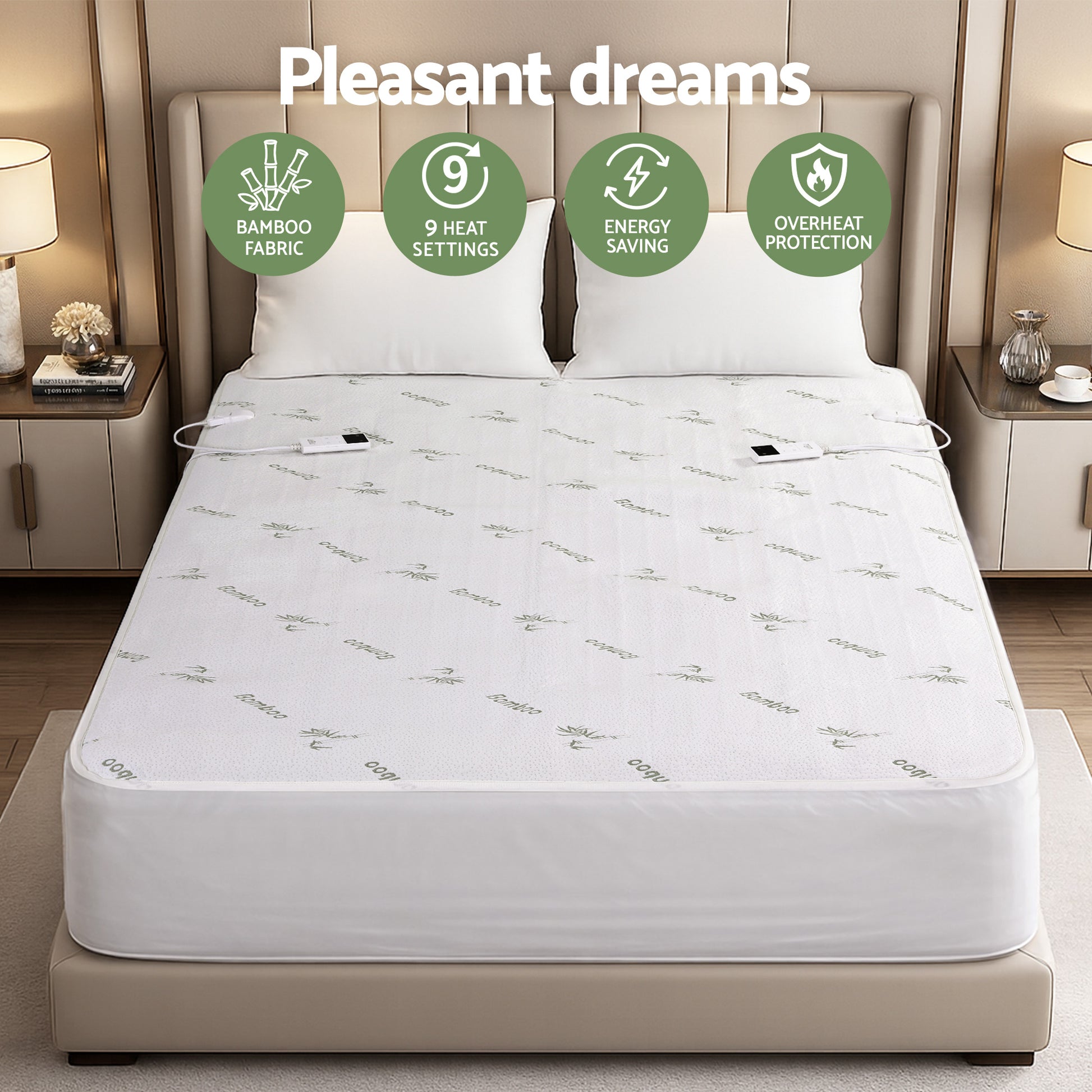 Giselle Electric Blanket Bamboo Fabric Double Fitted Heated Pad Underlay Washable Winter - Image 5