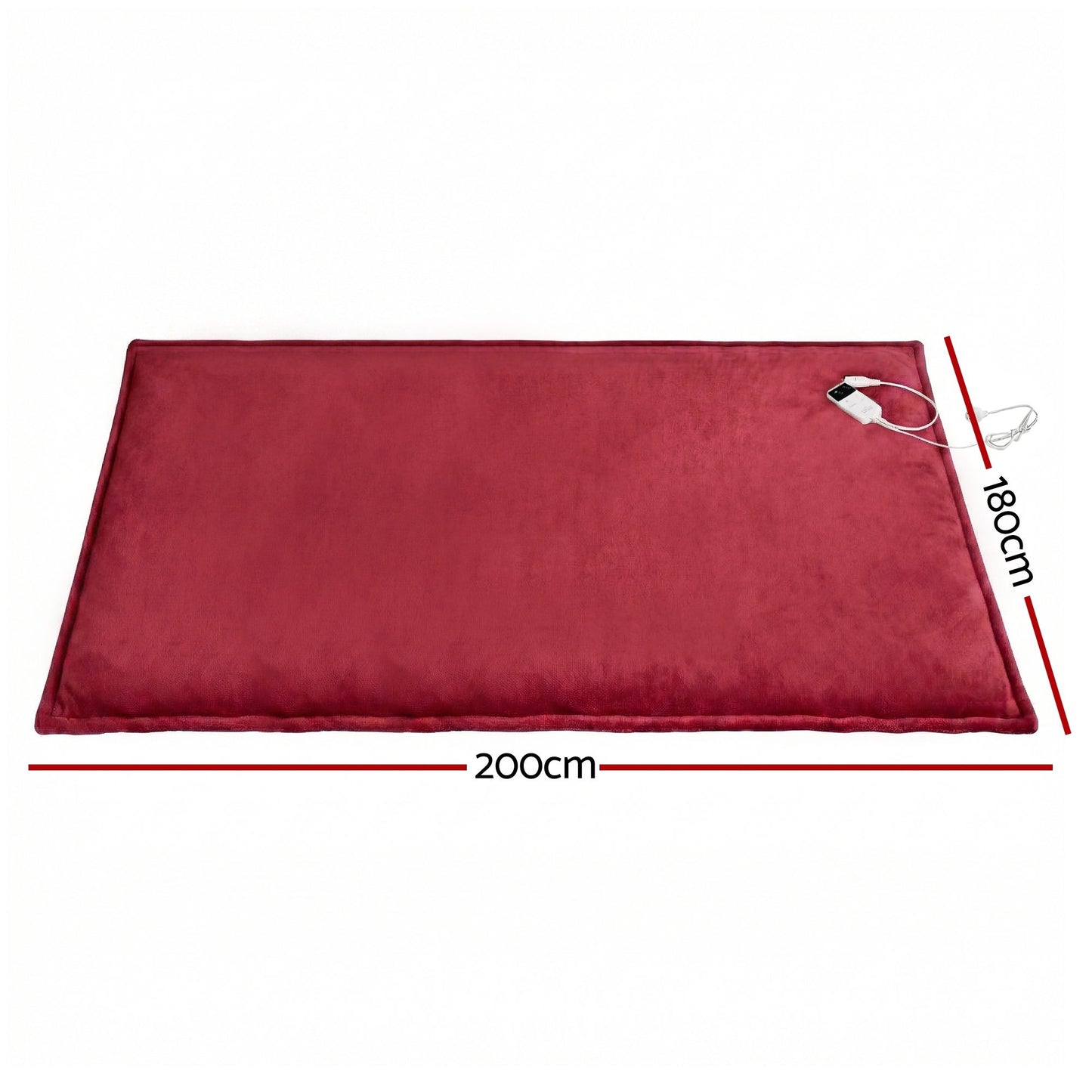 Giselle Electric Throw Rug Double Size 200x180cm Fleece Flannel Heated Blanket Burgundy - Image 3