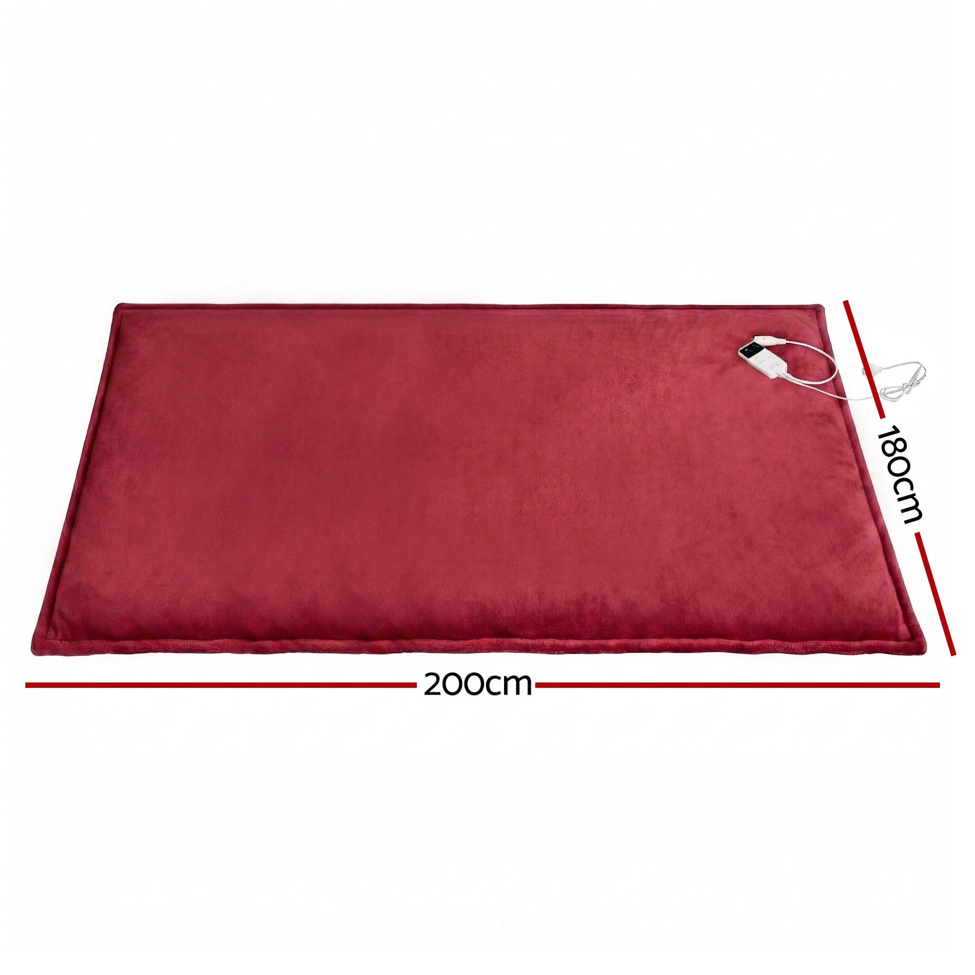 Giselle Electric Throw Rug Double Size 200x180cm Fleece Flannel Heated Blanket Burgundy - Image 3
