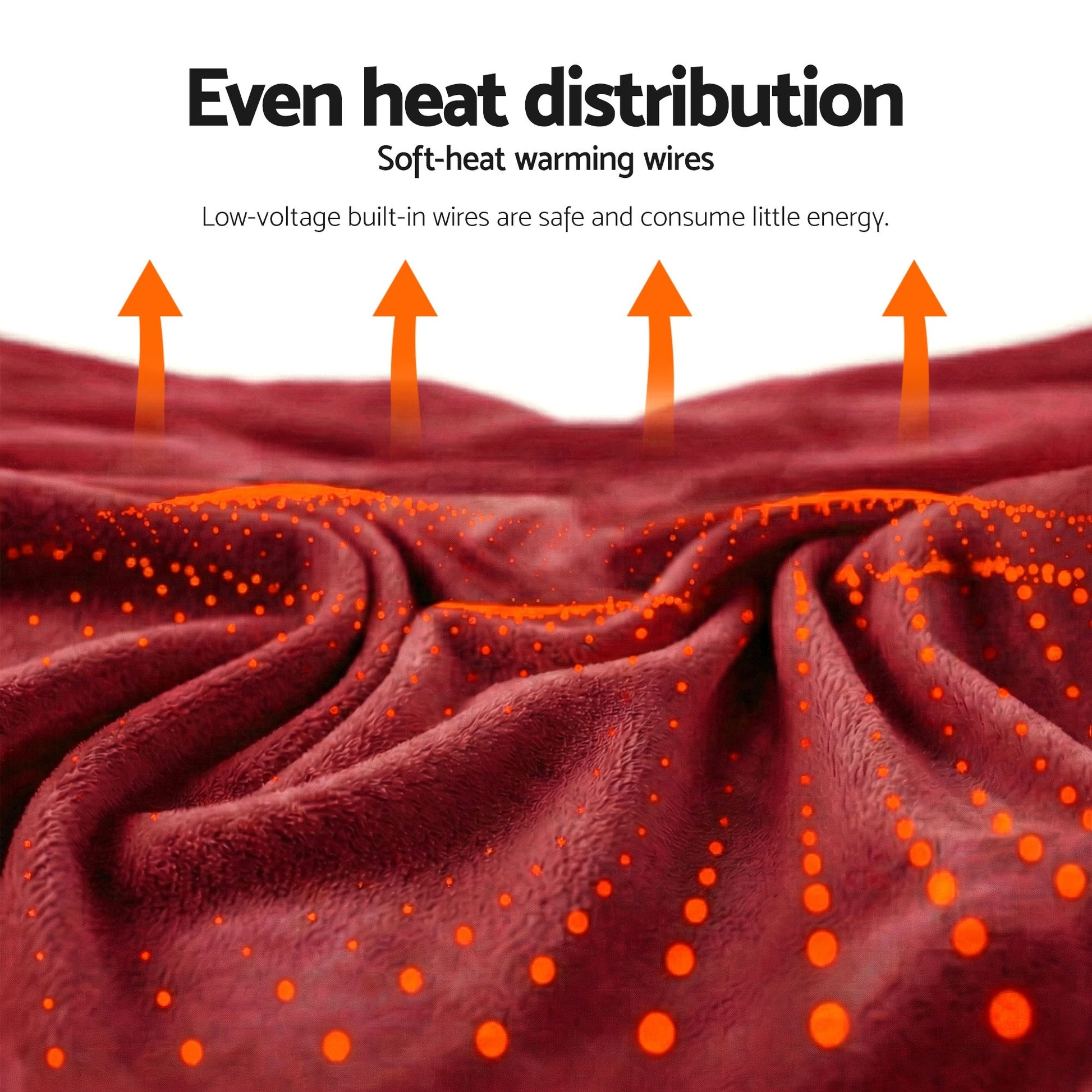 Giselle Electric Throw Rug Double Size 200x180cm Fleece Flannel Heated Blanket Burgundy - Image 8