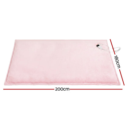 Giselle Electric Throw Rug Double Size 200x180cm Fleece Flannel Heated Blanket Pink - Image 3