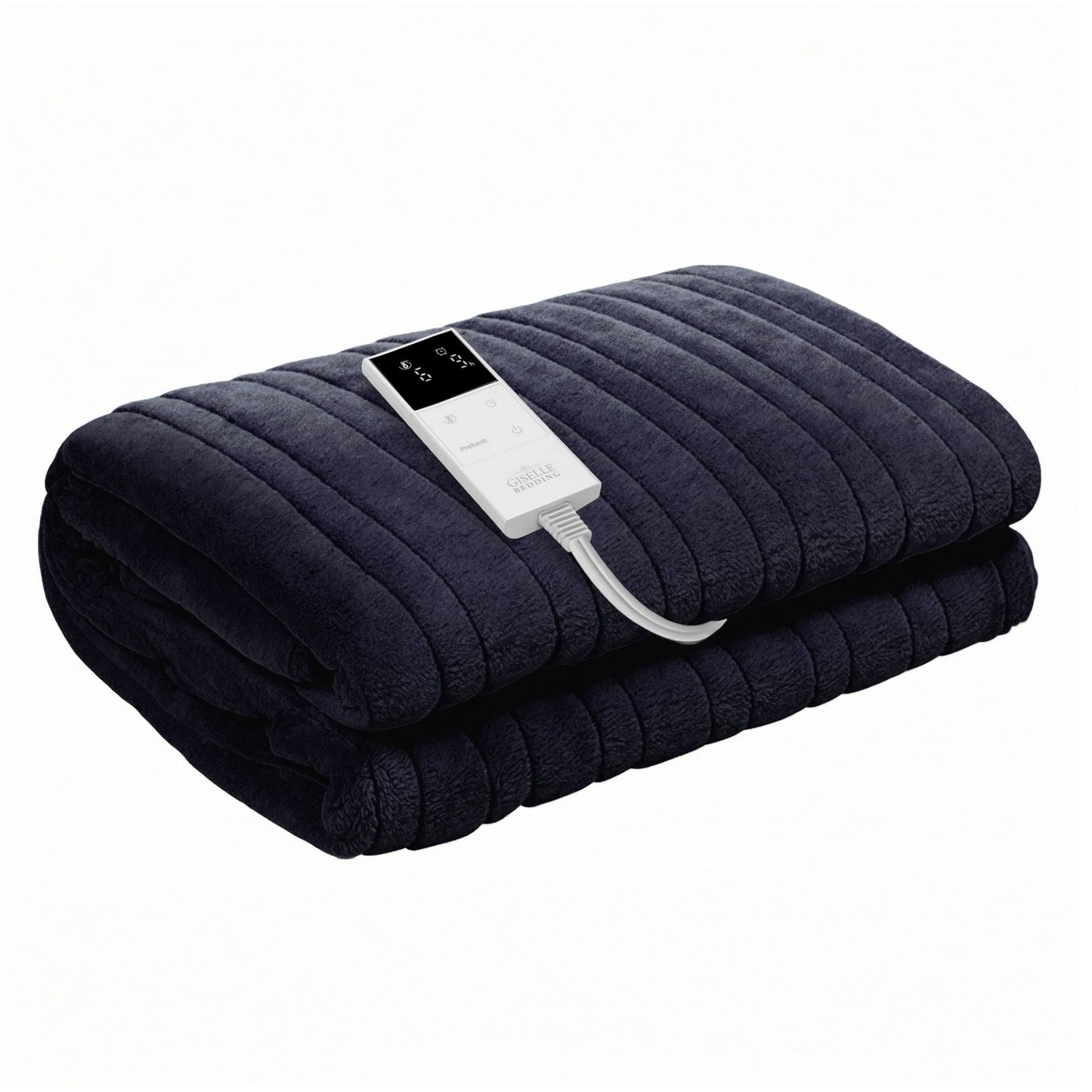 Giselle Electric Throw Rug Double Size 200x180cm Coral Fleece Heated Blanket Charcoal - Image 2