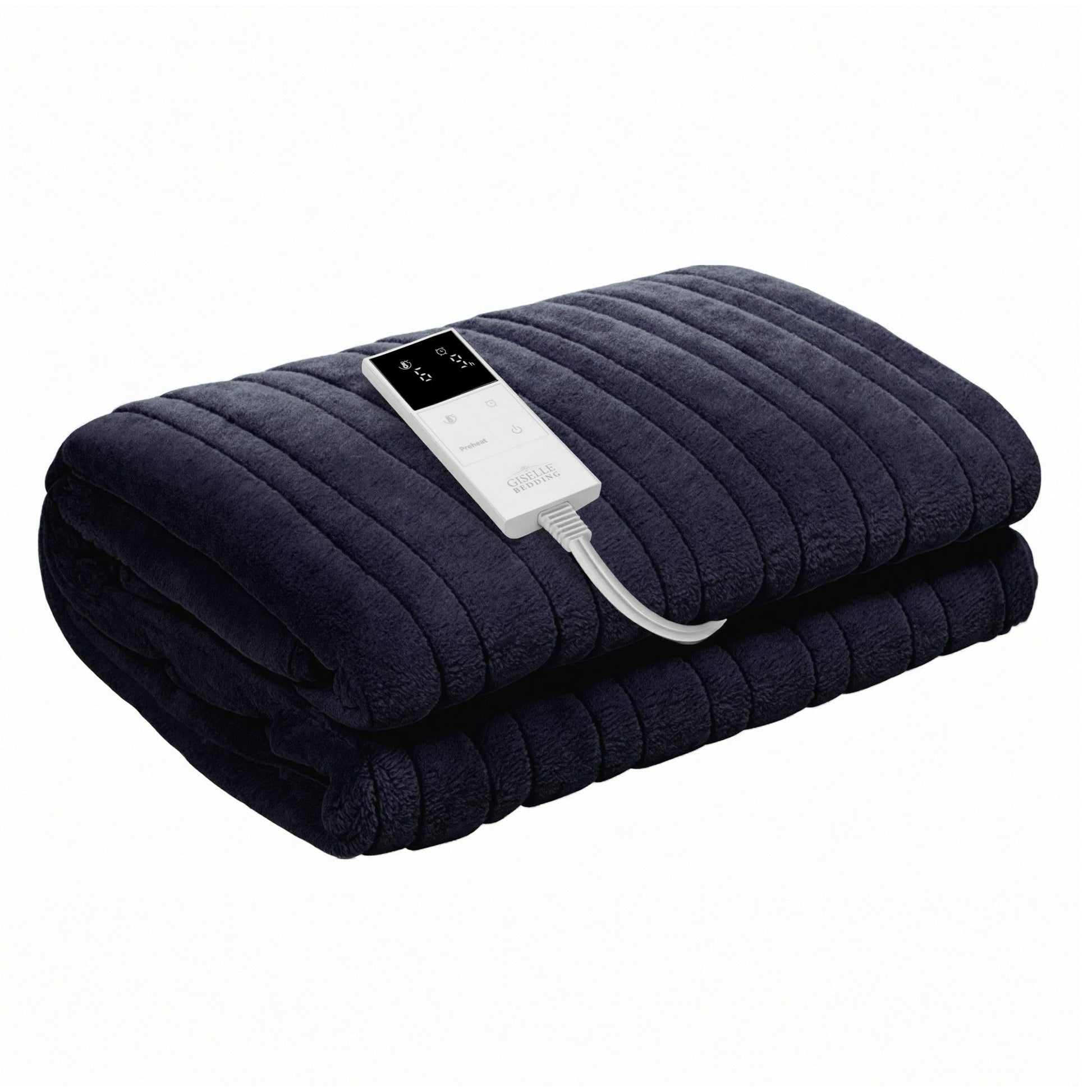 Giselle Electric Throw Rug Double Size 200x180cm Coral Fleece Heated Blanket Charcoal - Image 2