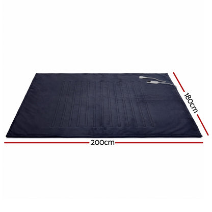 Giselle Electric Throw Rug Double Size 200x180cm Coral Fleece Heated Blanket Charcoal - Image 3