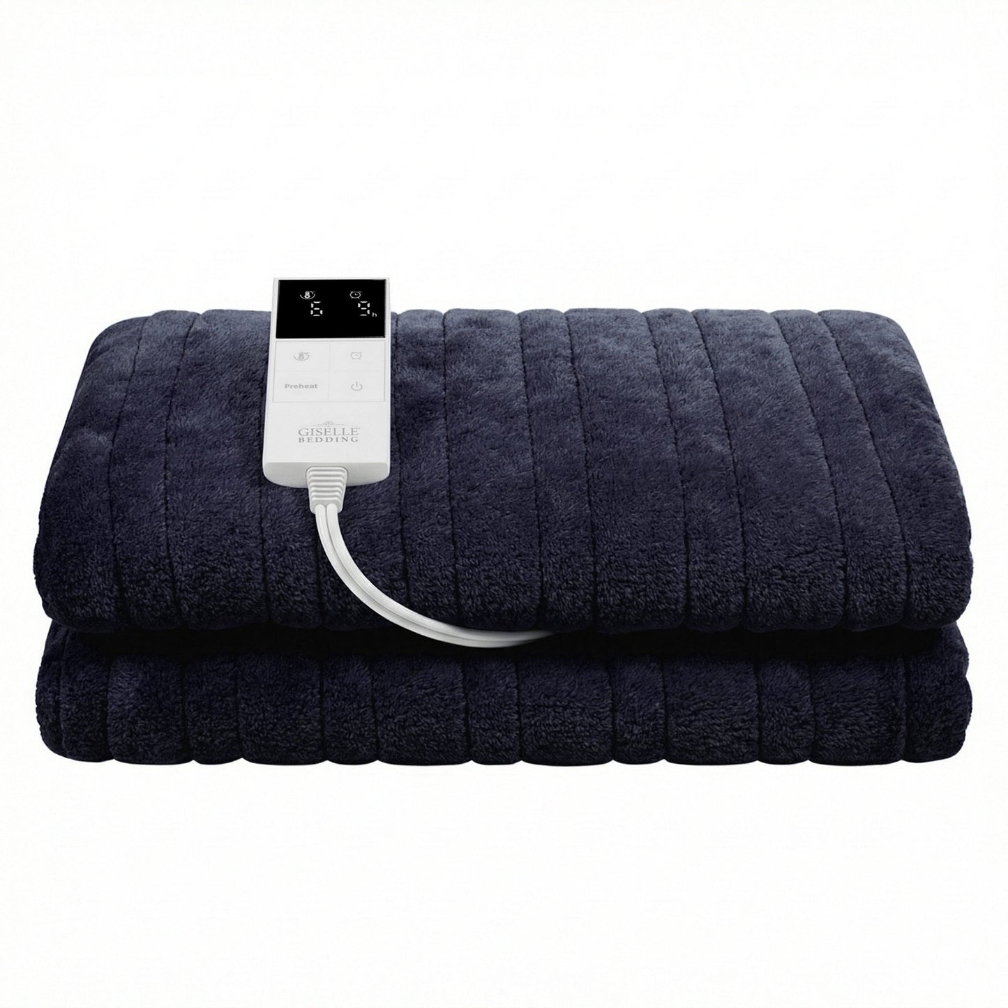 Giselle Electric Throw Rug Double Size 200x180cm Coral Fleece Heated Blanket Charcoal - Image 4