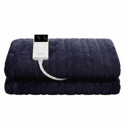 Giselle Electric Throw Rug Double Size 200x180cm Coral Fleece Heated Blanket Charcoal - Image 4