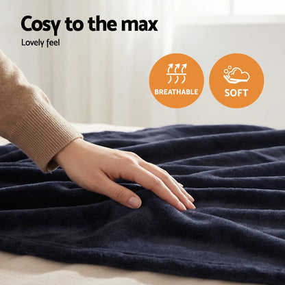 Giselle Electric Throw Rug Double Size 200x180cm Coral Fleece Heated Blanket Charcoal - Image 9