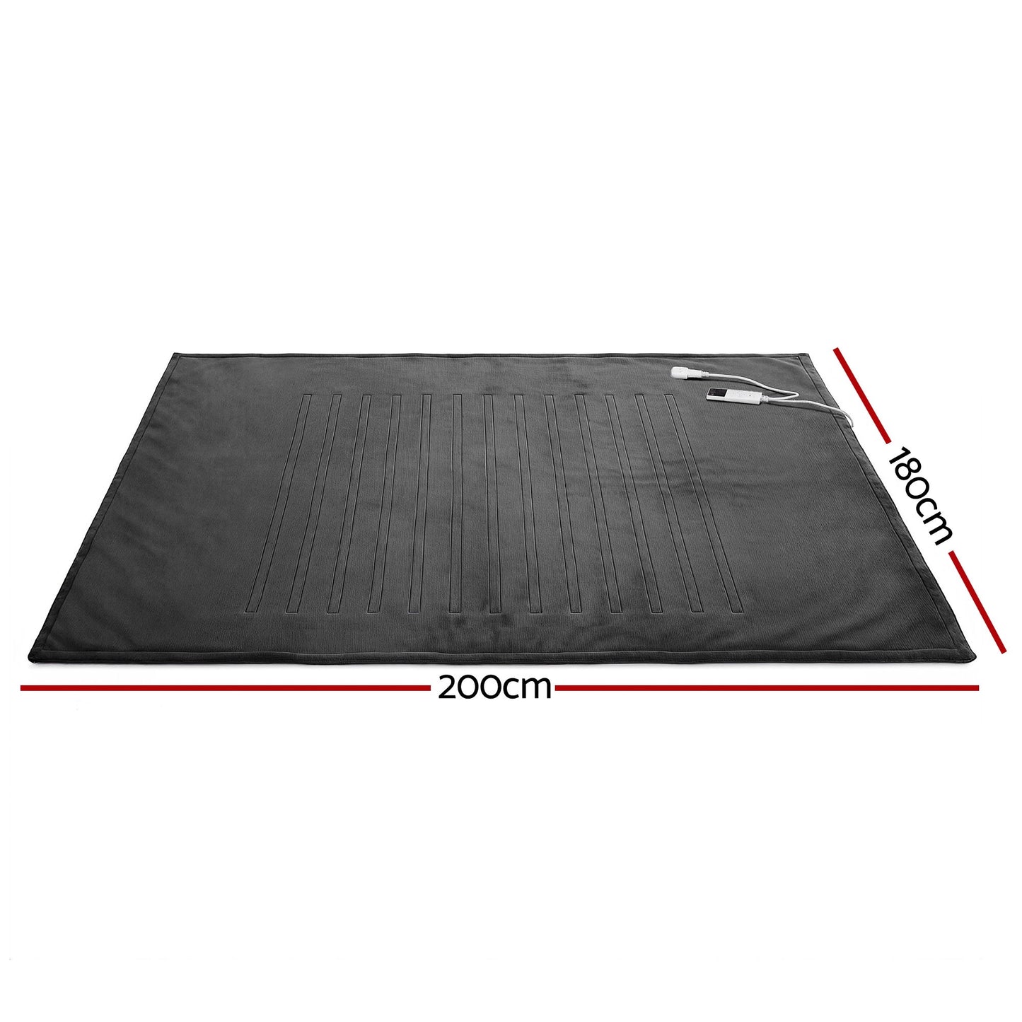 Giselle Electric Throw Rug Double Size 200x180cm Coral Fleece Heated Blanket Grey - Image 3