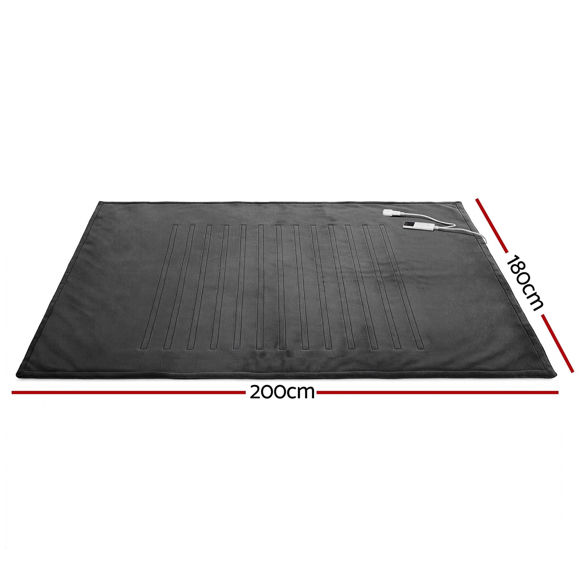 Giselle Electric Throw Rug Double Size 200x180cm Coral Fleece Heated Blanket Grey - Image 3